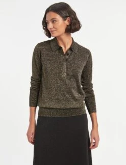 Josie Lurex Collared Jumper - Dark Gold -Cheap Closet Curation Store WI22 K101 JOSIE DARKGOLD LS 529