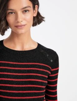 Frieda Lurex Jumper - Black Red Stripe -Cheap Closet Curation Store WI22 K110 FRIEDA BLACK RED STRIPE LS 1659