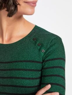 Frieda Lurex Jumper - Emerald Green Black Stripe -Cheap Closet Curation Store WI22 K110 FRIEDA EMERALDGREEN BLACK STRIPE LS 1750
