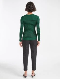 Frieda Lurex Jumper - Emerald Green Black Stripe -Cheap Closet Curation Store WI22 K110 FRIEDA EMERALDGREEN BLACK STRIPE LS 1763