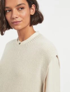 Janice Wool Round Neck Sleeveless Jumper - Oatmeal -Cheap Closet Curation Store WI22 K129 JANICE OATMEAL LS 1638