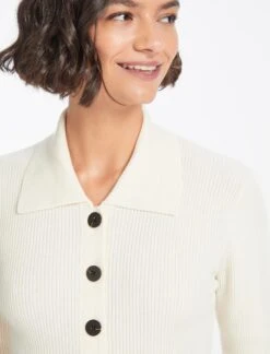 Kelis Wool Rib Knit Cardigan - Cream -Cheap Closet Curation Store WI22 K97 KELIS CREAM LS 0747