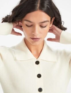 Kelis Wool Rib Knit Cardigan - Cream -Cheap Closet Curation Store WI22 K97 KELIS CREAM LS 0751