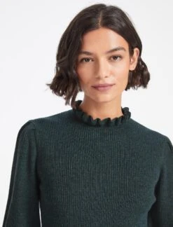 Judy Wool Rib Knit Jumper - Dark Green -Cheap Closet Curation Store WI22 K99 JUDY DARKGREEN LS 0816