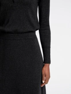 Sasha Lurex Wool A Line Knit Skirt - Black -Cheap Closet Curation Store WI22 SASHA SK139 BLACK LS 3387