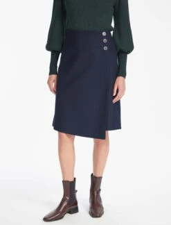 Audrey Classic Wool A Line Skirt - Navy -Cheap Closet Curation Store WI22 SK73 AUDREY NAVY LS 0599