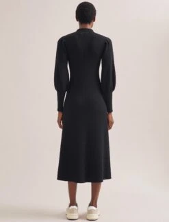 Eva Merino Wool Collared Knit Maxi Dress - Black -Cheap Closet Curation Store WI23 D574 EVA BLACK LS 2000
