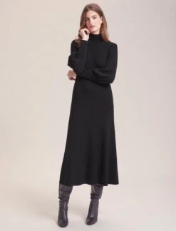 Eva Merino Wool Roll Neck Dress - Black 9 Eva Merino Wool Roll Neck Dress - Black -Cheap Closet Curation Store WI23 D574 EVA BLACK LS 36501