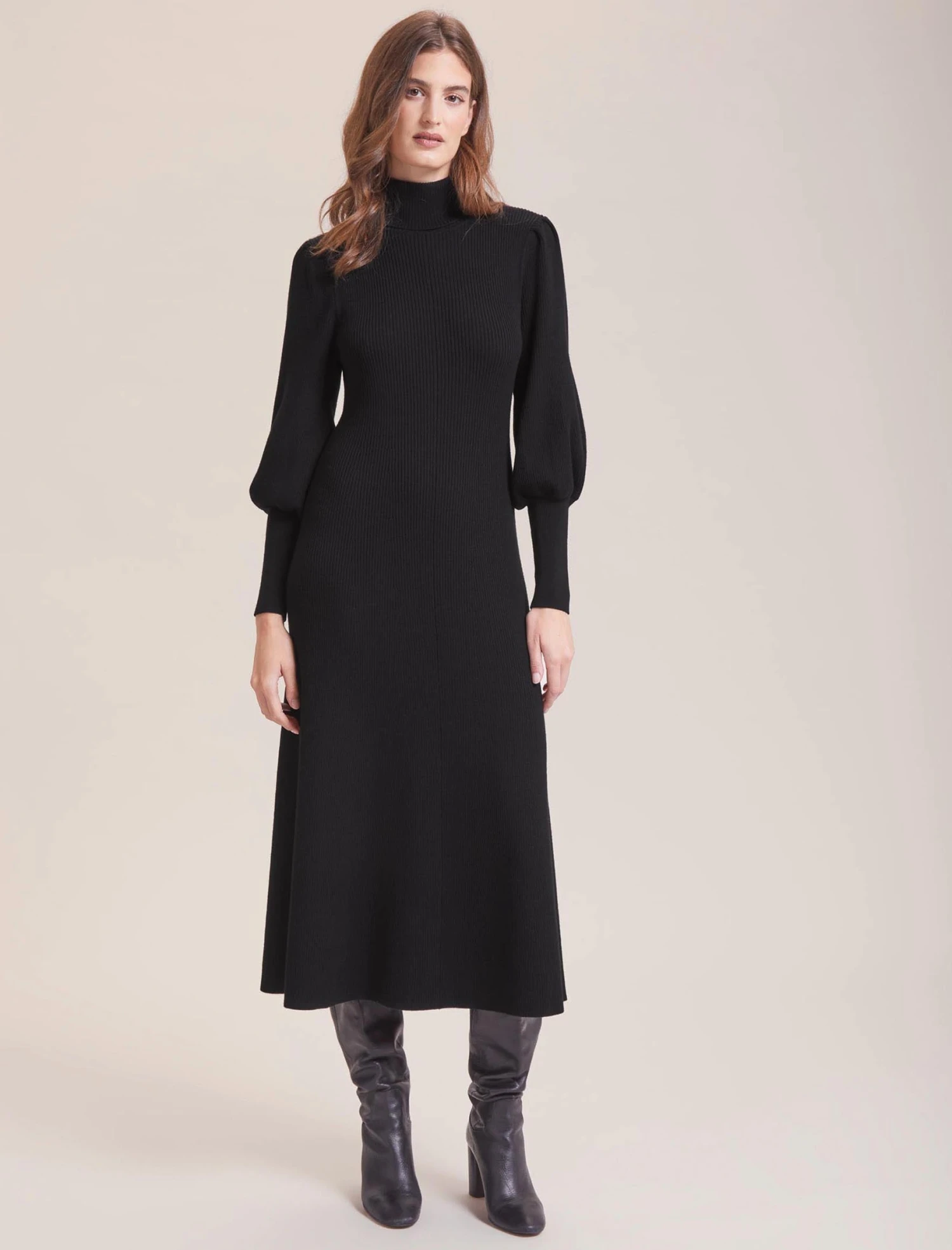 Eva Merino Wool Roll Neck Dress - Black 4 Eva Merino Wool Roll Neck Dress - Black - Image 2
