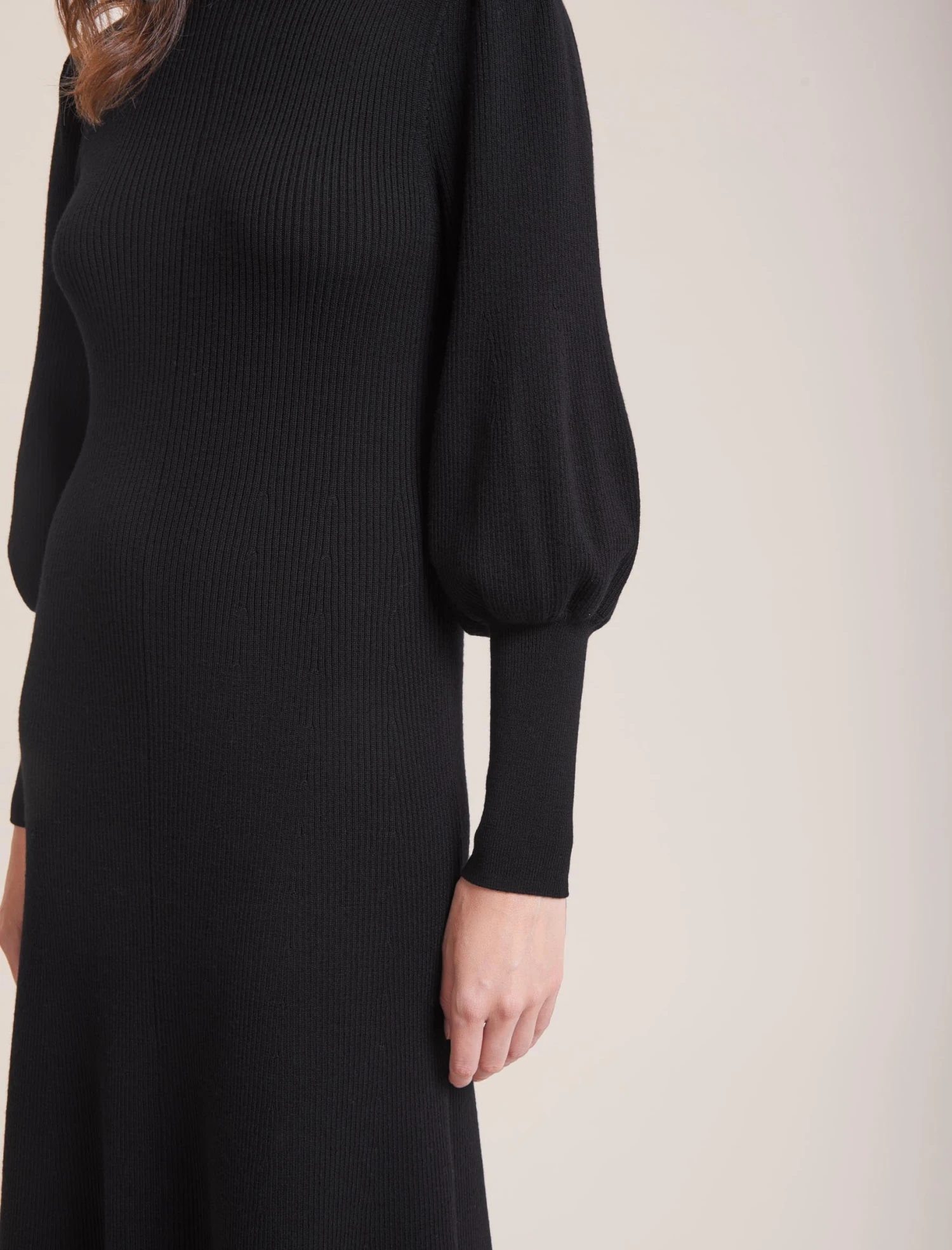 Eva Merino Wool Roll Neck Dress - Black 6 Eva Merino Wool Roll Neck Dress - Black - Image 4