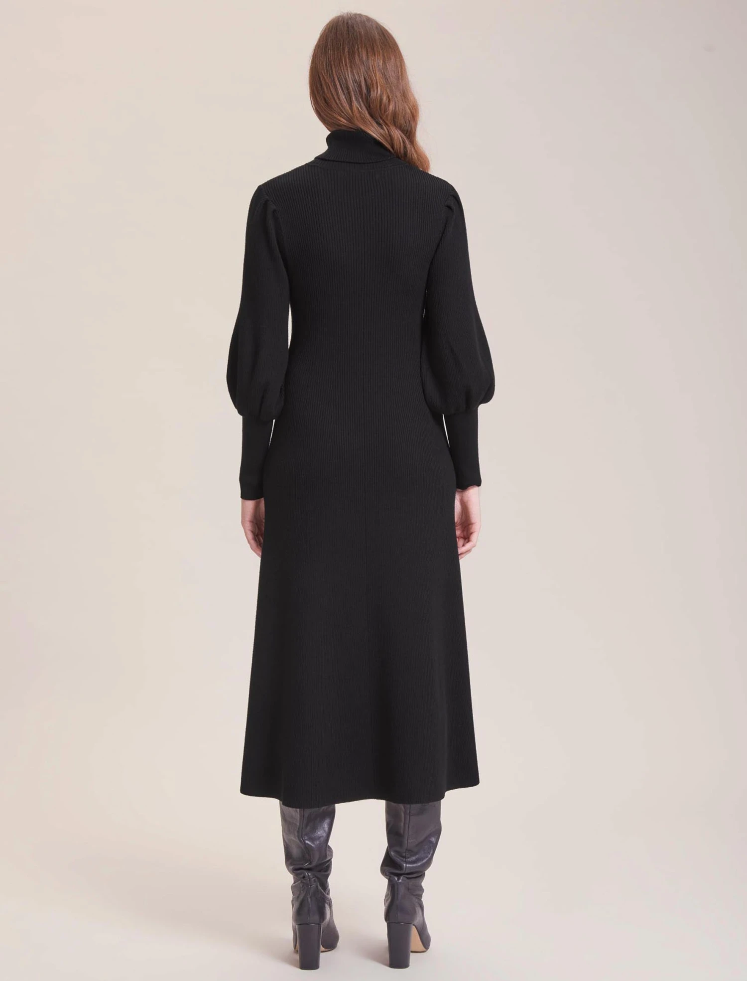 Eva Merino Wool Roll Neck Dress - Black 7 Eva Merino Wool Roll Neck Dress - Black - Image 5