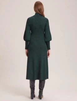 Eva Merino Wool Roll Neck Dress - Dark Green -Cheap Closet Curation Store WI23 D574 EVA DARKGREEN LS 35307