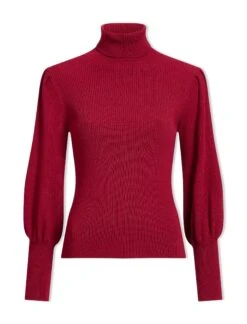Eva Wool Roll Neck Jumper - Dark Red -Cheap Closet Curation Store WI23 K10 EVA DARKRED CO