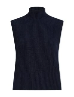 Janie Cashmere Blend Funnel Neck Sleeveless Jumper - Navy -Cheap Closet Curation Store WI23 K156 JANIE NAVY CO