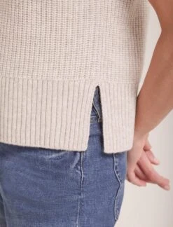 Janie Cashmere Blend Funnel Neck Sleeveless Jumper - Oatmeal -Cheap Closet Curation Store WI23 K156 JANIE OATMEAL LS 37845