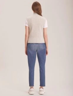 Janie Cashmere Blend Funnel Neck Sleeveless Jumper - Oatmeal -Cheap Closet Curation Store WI23 K156 JANIE OATMEAL LS 37850