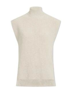 Janice Cashmere Blend Funnel Neck Sleeveless Jumper - Oatmeal -Cheap Closet Curation Store WI23 K157 JANICE OATMEAL CO