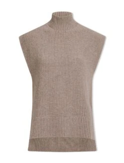 Janice Cashmere Blend Funnel Neck Sleeveless Jumper - Taupe 11 Janice Cashmere Blend Funnel Neck Sleeveless Jumper - Taupe -Cheap Closet Curation Store WI23 K157 JANICE TAUPE CO