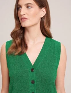 Wesley Lurex V Neck Waistcoat - Emerald Green -Cheap Closet Curation Store WI23 K170 WESLEY EMERALDGREEN LS 34157