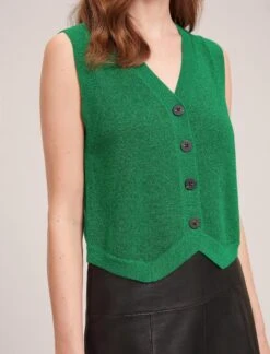 Wesley Lurex V Neck Waistcoat - Emerald Green -Cheap Closet Curation Store WI23 K170 WESLEY EMERALDGREEN LS 34168