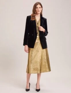 Wesley Lurex V Neck Waistcoat - Gold -Cheap Closet Curation Store WI23 K170 WESLEY GOLD SK119 TIANA GOLD 34842