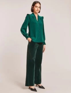Stella Silk Shirt - Dark Green 13 Stella Silk Shirt - Dark Green -Cheap Closet Curation Store WI23 S46 STELLA DARKGREEN LS 2286
