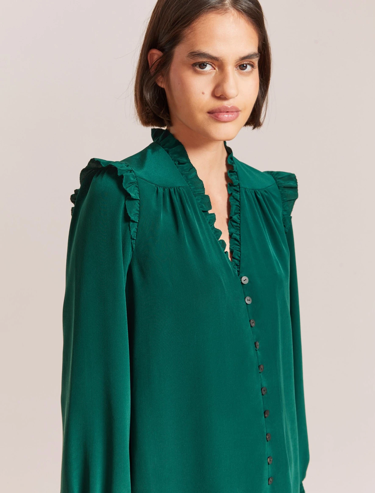 Stella Silk Shirt - Dark Green 4 Stella Silk Shirt - Dark Green - Image 2