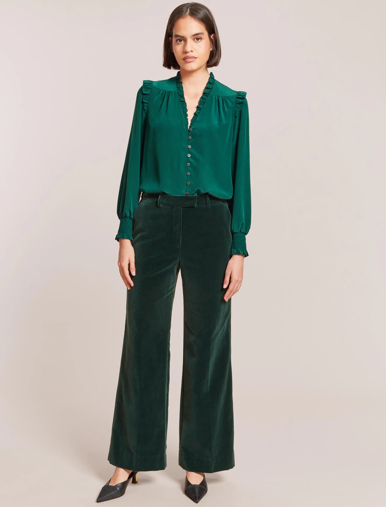 Stella Silk Shirt - Dark Green 7 Stella Silk Shirt - Dark Green - Image 5