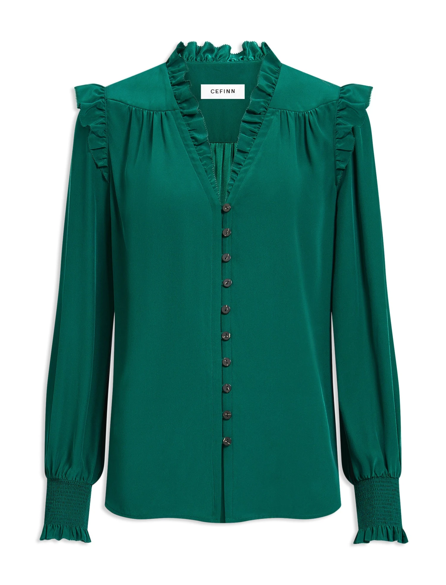 Stella Silk Shirt - Dark Green 10 Stella Silk Shirt - Dark Green - Image 8