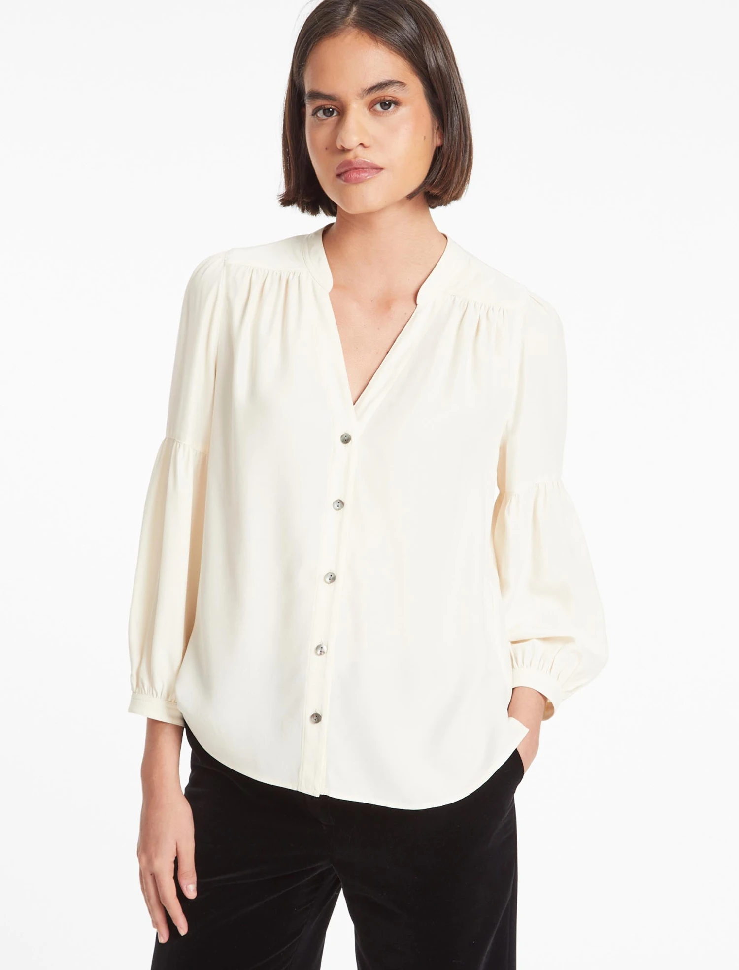 Ella Silk Shirt - Cream 6 Ella Silk Shirt - Cream - Image 4