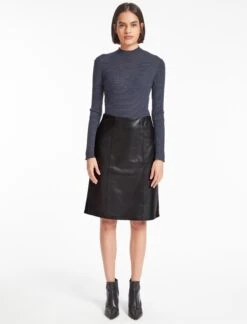 Skye Leather Pencil Skirt - Black -Cheap Closet Curation Store WI23 SK167 SKYE BLACK LS 1309