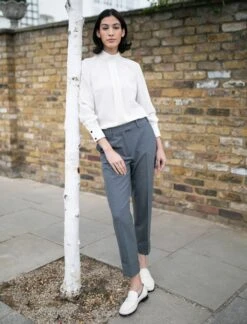 Clement New Wool Easy Waist Turn Up Trouser - Mid Grey -Cheap Closet Curation Store clement mid grey 37f53e15 f25a 41a5 9a99 34bbca0e9243