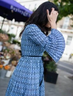 Cordelia Organic Cotton Maxi Dress - Light Blue Geo Star Print -Cheap Closet Curation Store cordelia dde 006