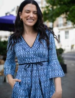 Cordelia Organic Cotton Maxi Dress - Light Blue Geo Star Print -Cheap Closet Curation Store cordelia dde 007