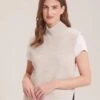 Janie Cashmere Blend Funnel Neck Sleeveless Jumper - Oatmeal -Cheap Closet Curation Store janiecrop
