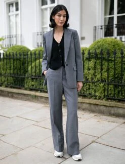 Terence Stretch Wool Wide Leg Trouser - Mid Grey -Cheap Closet Curation Store jordan terence 0a496a69 3400 4a1b 9856 dc6af6884a4b